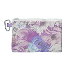 Floral Vintage Wallpaper Pattern Canvas Cosmetic Bag (medium) by Vaneshart