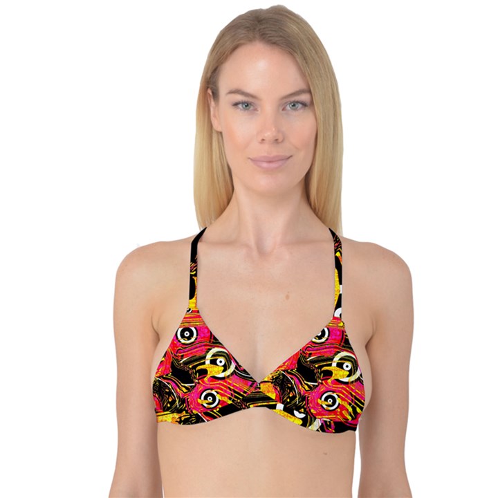 Abstract Clutter Reversible Tri Bikini Top