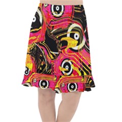 Abstract Clutter Fishtail Chiffon Skirt