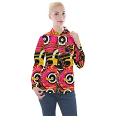 Abstract Clutter Women s Long Sleeve Pocket Shirt