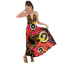 Abstract Clutter Backless Maxi Beach Dress