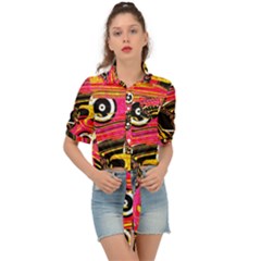 Abstract Clutter Tie Front Shirt 