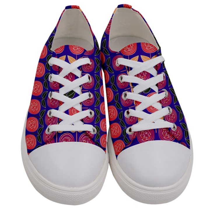 Vector Flower Floral Women s Low Top Canvas Sneakers