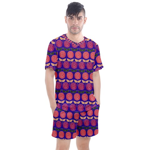 Vector Flower Floral Men s Mesh Tee And Shorts Set by Vaneshart