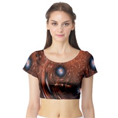 Peacock World Short Sleeve Crop Top by Vaneshart