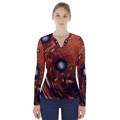 Peacock World V-neck Long Sleeve Top by Vaneshart