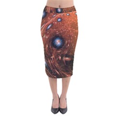 Peacock World Velvet Midi Pencil Skirt by Vaneshart