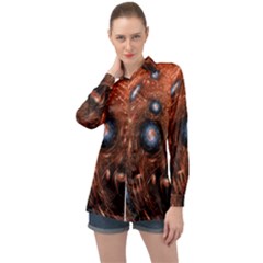 Peacock World Long Sleeve Satin Shirt