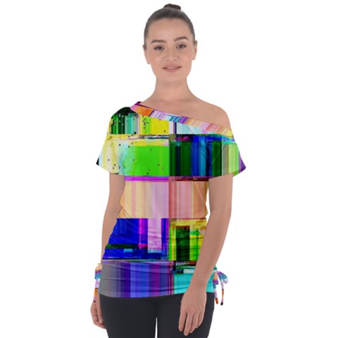 Glitch Art Abstract Tie-up Tee by Vaneshart