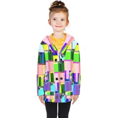 Glitch Art Abstract Kids  Double Breasted Button Coat by Vaneshart