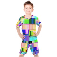 Glitch Art Abstract Kids  Tee And Shorts Set by Vaneshart