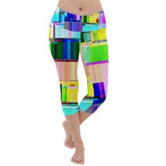 Glitch Art Abstract Lightweight Velour Capri Yoga Leggings by Vaneshart