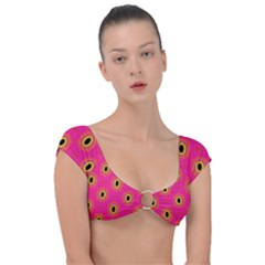 Abstract Clutter Cap Sleeve Ring Bikini Top