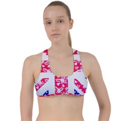 British Flag Abstract Criss Cross Racerback Sports Bra by Vaneshart