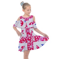 British Flag Abstract Kids  Shoulder Cutout Chiffon Dress by Vaneshart