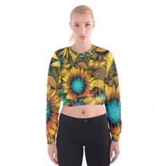 Floral Pattern Background Cropped Sweatshirt by Vaneshart