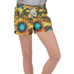 Floral Pattern Background Women s Velour Lounge Shorts by Vaneshart