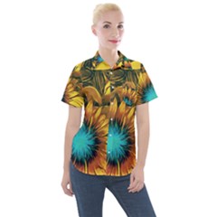 Floral Pattern Background Women s Short Sleeve Pocket Shirt