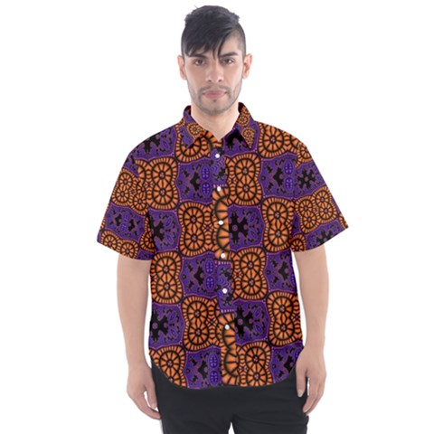 Abstract Clutter Pattern Vintage Men s Short Sleeve Shirt by Vaneshart