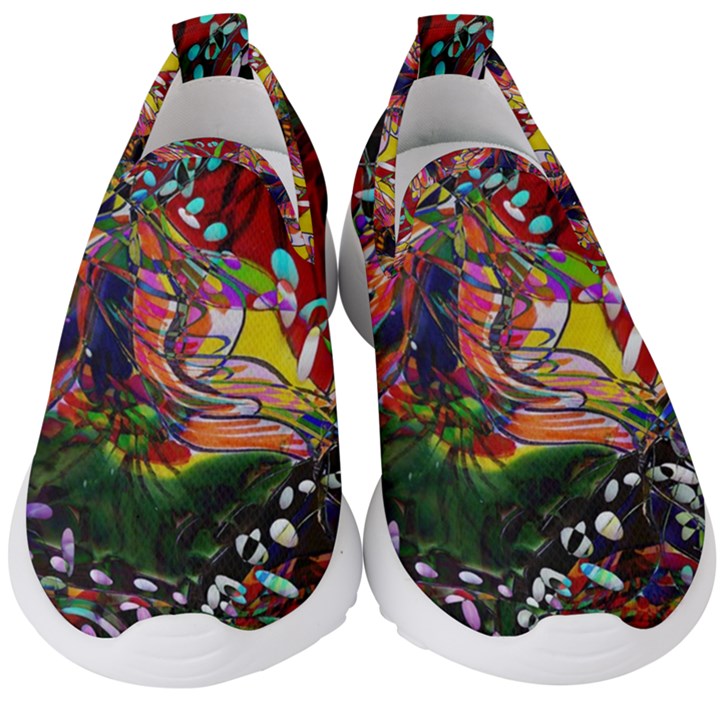 Seamless Abstract Background Red Kids  Slip On Sneakers