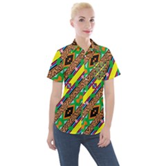 Diagonal Stripes                                          Women s Short Sleeve Pocket Shirt