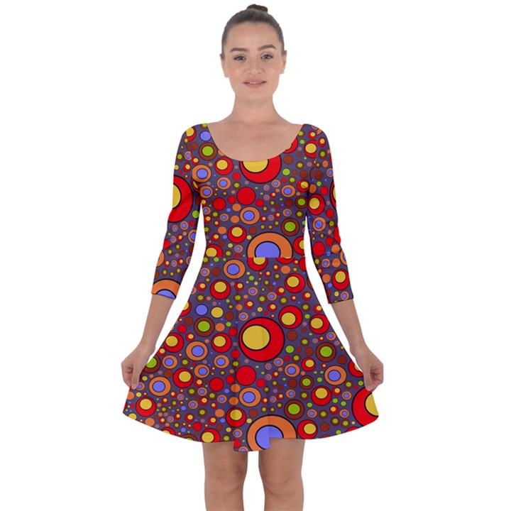 Zappwaits Pop Quarter Sleeve Skater Dress