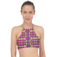 Red Rhombus And Other Shapes                                            Racer Front Bikini Top