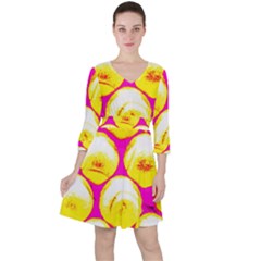 Pop Art Tennis Balls Ruffle Dress by essentialimage