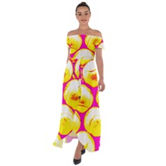 Pop Art Tennis Balls Off Shoulder Open Front Chiffon Dress by essentialimage