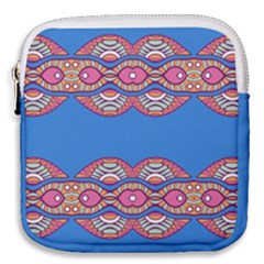 Shapes Chains On A Blue Background                                              Mini Square Pouch by LalyLauraFLM