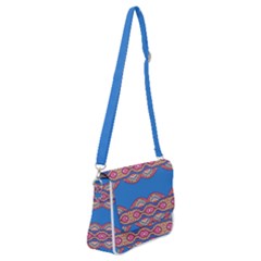 Shapes Chains On A Blue Background                                          Shoulder Bag With Back Zipper by LalyLauraFLM