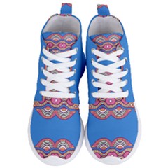 Shapes Chains On A Blue Background                                             Women s Lightweight High Top Sneakers by LalyLauraFLM