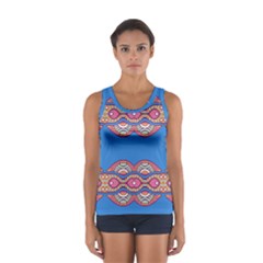 Shapes Chains On A Blue Background                                              Women s Sport Tank Top by LalyLauraFLM