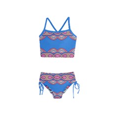 Shapes Chains On A Blue Background                                              Girls  Tankini Swimsuit by LalyLauraFLM