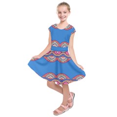 Shapes Chains On A Blue Background                                                  Kids  Short Sleeve Dress by LalyLauraFLM