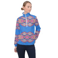 Shapes Chains On A Blue Background                                              Women Half Zip Windbreaker by LalyLauraFLM