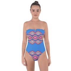 Shapes Chains On A Blue Background                                             Tie Back One Piece Swimsuit by LalyLauraFLM