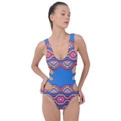 Shapes Chains On A Blue Background                                              Side Cut Out Swimsuit by LalyLauraFLM