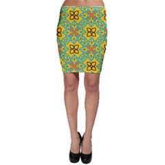 Flowers In Squares Pattern                                               Bodycon Skirt by LalyLauraFLM