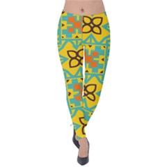 Flowers In Squares Pattern                                               Velvet Leggings by LalyLauraFLM