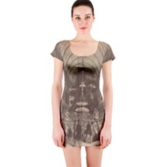 Illustrated Exhibitor Short Sleeve Bodycon Dress