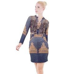 Illustrated Exhibitor Button Long Sleeve Dress