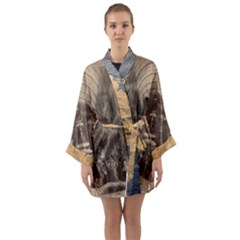 Illustrated Exhibitor Long Sleeve Satin Kimono