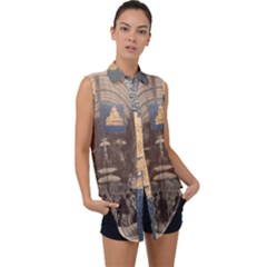 Illustrated Exhibitor Sleeveless Chiffon Button Shirt