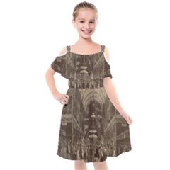 Illustrated Exhibitor Kids  Cut Out Shoulders Chiffon Dress