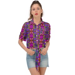 Abstract 21 Tie Front Shirt  by ArtworkByPatrick