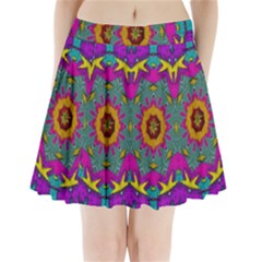 Fern  Mandala  In Strawberry Decorative Style Pleated Mini Skirt by pepitasart