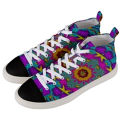 Fern  Mandala  In Strawberry Decorative Style Men s Mid-top Canvas Sneakers