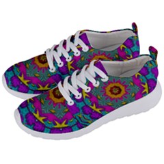 Fern  Mandala  In Strawberry Decorative Style Men s Lightweight Sports Shoes by pepitasart