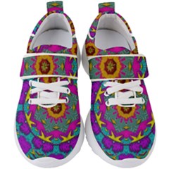 Fern  Mandala  In Strawberry Decorative Style Kids  Velcro Strap Shoes by pepitasart